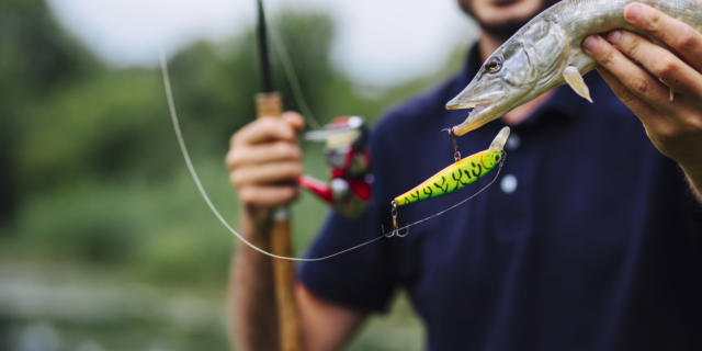 Homme pêche poisson